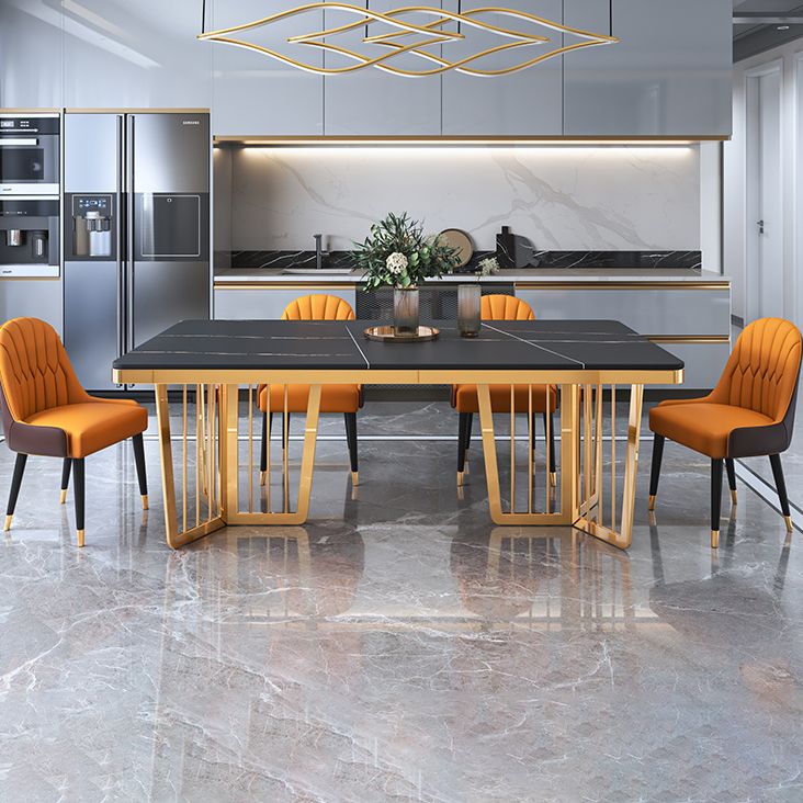 Minimalist Style Sintered Stone Dining Table with Fixed Table and Double Pedestal Base Clearhalo 'Dining Room Sets' 'Dining Tables & Seating' 'dining_room_set' 'furn' 'furn_dining_room_set' 'Furniture' 'furniture_dining_room_set' 'Kitchen & Dining Furniture' 'kitchen&dining_furn' 'kitchen' 1200x1200_b3817b14-05e0-479d-a771-8f5454bc644f