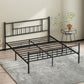 Contemporary Metal Standard Bed, Open-Frame Rectangular Headboard Bed