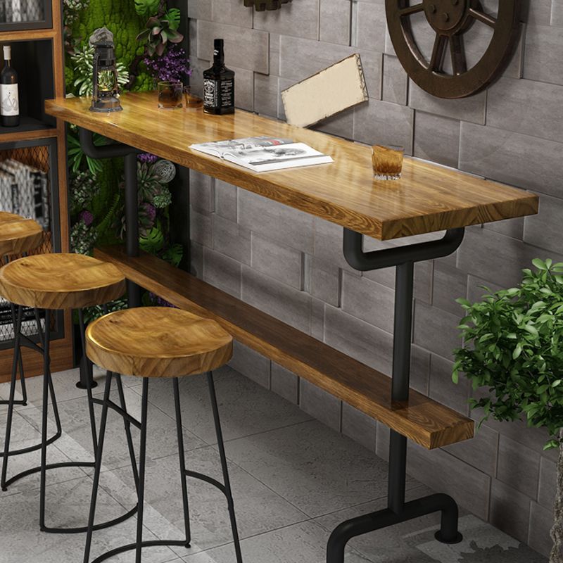 Brown Industrial Style Bar Table Pine Wood Milk Tea Shop Casual Bar Table Clearhalo 'Bar Furniture' 'Bar Tables' 'bar_tables' 'furn' 'furn_bar_tables' 'Furniture' 'furniture_bar_tables' 'Kitchen & Dining Furniture' 1200x1200_b38620cc-b413-4cd4-9d2e-037703d03e79