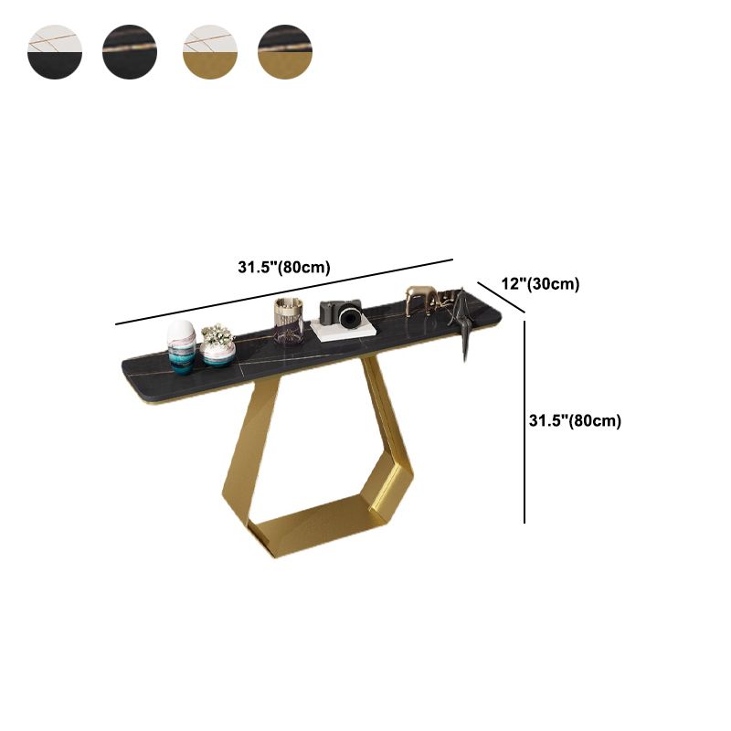 Tavolo accento superiore rettangolo in stile glam con base di ferro e top in pietra
