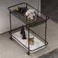 Contemporary Rectangular Side Table with Shelf, Glass Top Corner Table