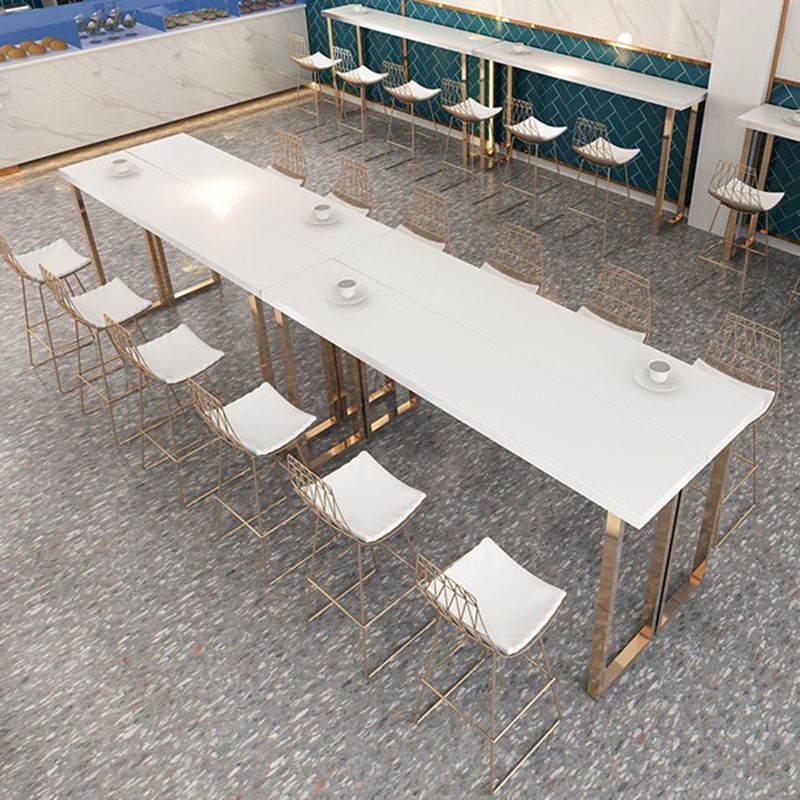 Pine Wood Bar Dining Table Glam Rectangle Bar Table with Double Pedestal for Milk Tea Shop Clearhalo 'Bar Furniture' 'Bar Tables' 'bar_tables' 'furn' 'furn_bar_tables' 'Furniture' 'Kitchen & Dining Furniture' 1200x1200_b3879b27-5244-4806-be2b-28d729675a61