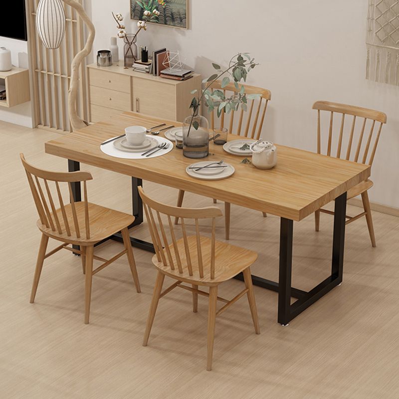 Modern Style Solid Wood Dining Set with Rectangle Shape Table and Trestle Base for Home Use Clearhalo 'Dining Room Sets' 'Dining Tables & Seating' 'dining_room_set' 'Furniture' 'furniture_dining_room_set' 'Kitchen & Dining Furniture' 'kitchen&dining_furn' 'kitchen' 1200x1200_b388a57a-aa14-4086-8bf0-1becd71782fd