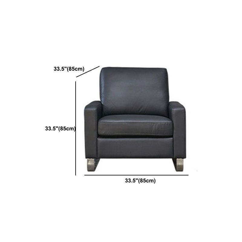 Divano a braccio quadrato da 33,46 "in metallo moderno in metallo e pelle in nero