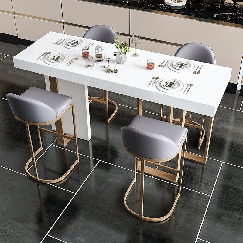 Faux Marble Bistro Bar Table Rectangle White Bar Table for Home Clearhalo 'Bar Furniture' 'Bar Tables' 'bar_tables' 'furn' 'furn_bar_tables' 'Furniture' 'Kitchen & Dining Furniture' 1200x1200_b389c86e-cf65-4190-9594-badc71eec6ed