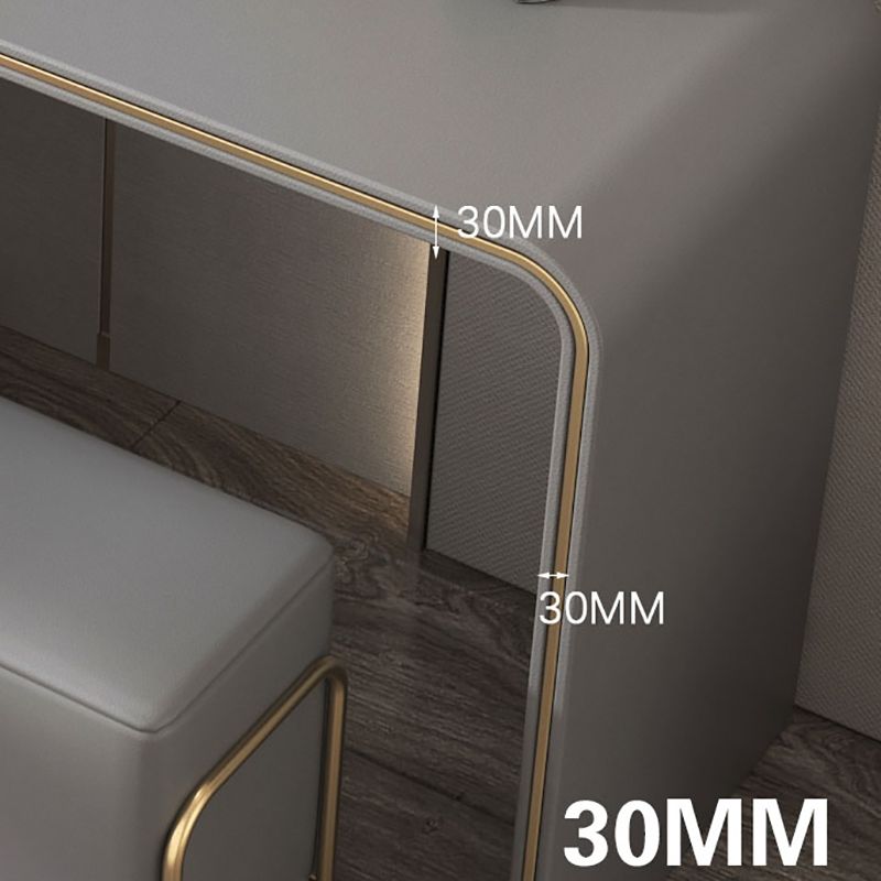 Cassetti doppi glam Camera da letto in pelle finta con tavolo da trucco e vanità per il trucco delle feci