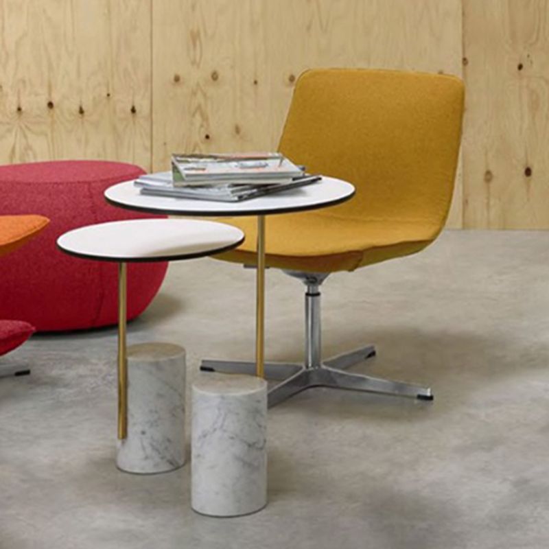 Contemporary Pedestal End Table Round Glass Top Side End Table