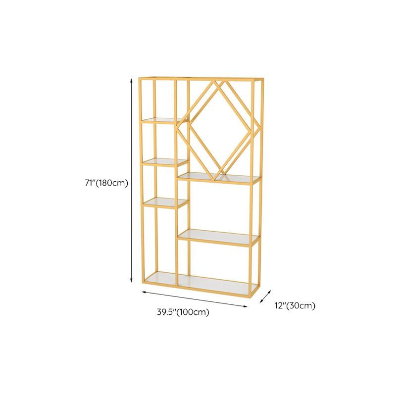 Modern Bookcase Gold Metal Open Back Shelf Bookcase with Shelves for Living Room Clearhalo 'Bookcases' 'furn' 'furn_bookcases' 'Furniture' 'Office Furniture' 1200x1200_b38ca4dd-f270-4441-ae18-45d93618fb7f