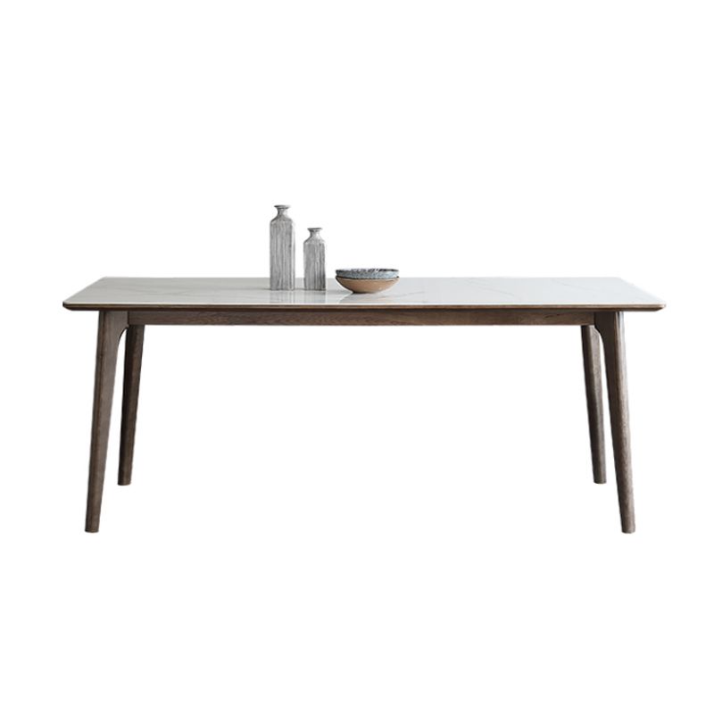 Sintered Stone Top Rectangle Table in White Kitchen Table with Wooden 4 Legs Clearhalo ' dining_table' 'Dining Tables & Seating' 'Dining Tables' 'furn' 'furn_dining_table' 'Furniture' 'furniture_dining_table' 'Kitchen & Dining Furniture' 'kitchen&dining_furn' 'kitchen' 'kitchen_dining_table' 1200x1200_b38d0eef-052c-4cc2-b23f-51ca101eb602
