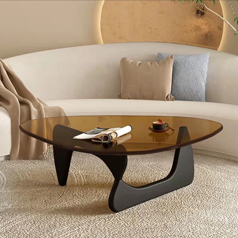 Contemporary Abstract Wooden Base Irregular Glass Top Coffee Table Clearhalo 'Coffee & Accent Tables' 'Coffee Tables' 'coffee_tables' 'furn' 'furn_coffee_tables' 'Furniture' 'Living Room Furniture' 1200x1200_b38f2031-5574-4a5f-84bc-53ab380f74ad