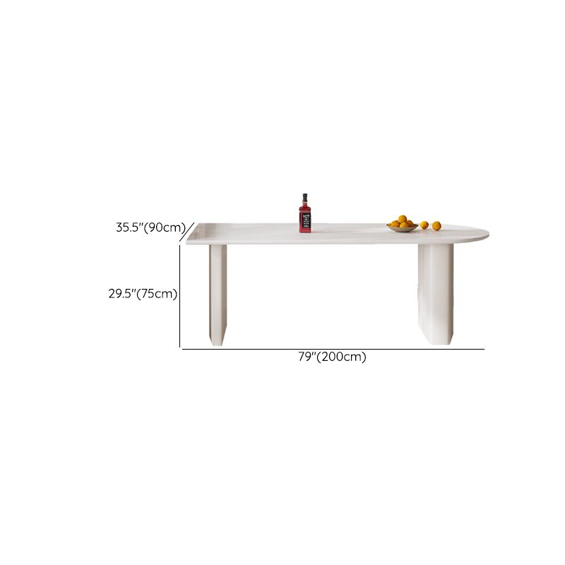 Tavolo da pranzo contemporaneo a forma libera per la casa Tavolo da pranzo bianco con doppio piedistallo