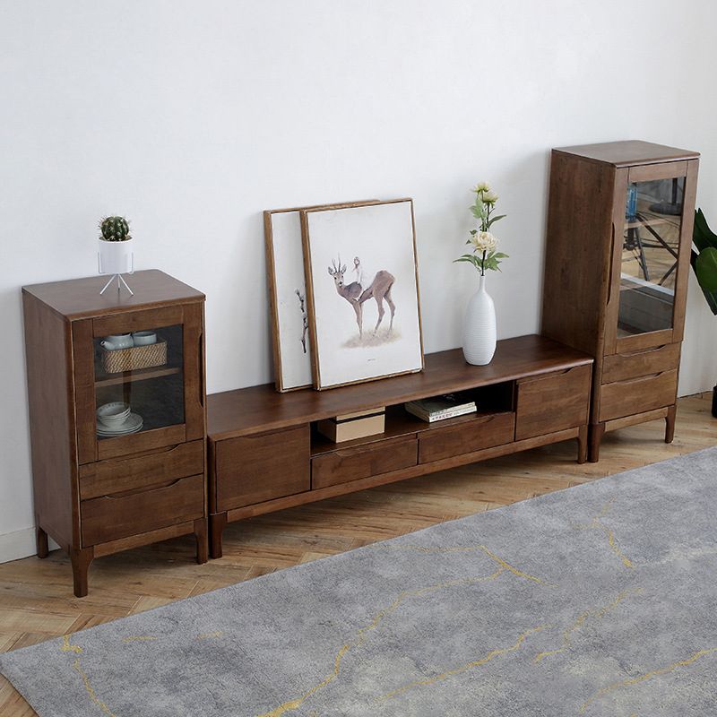 Two Drawer Accent Cabinet Rectangular Wooden and Glass 1-Door Cabinet Clearhalo 'Cabinets & Chests' 'cabinets_chests' 'furn' 'furn_cabinets_chests' 'Furniture' 'Living Room Furniture' 1200x1200_b38f3bc7-0a08-45a1-b1a6-a9e46001d242