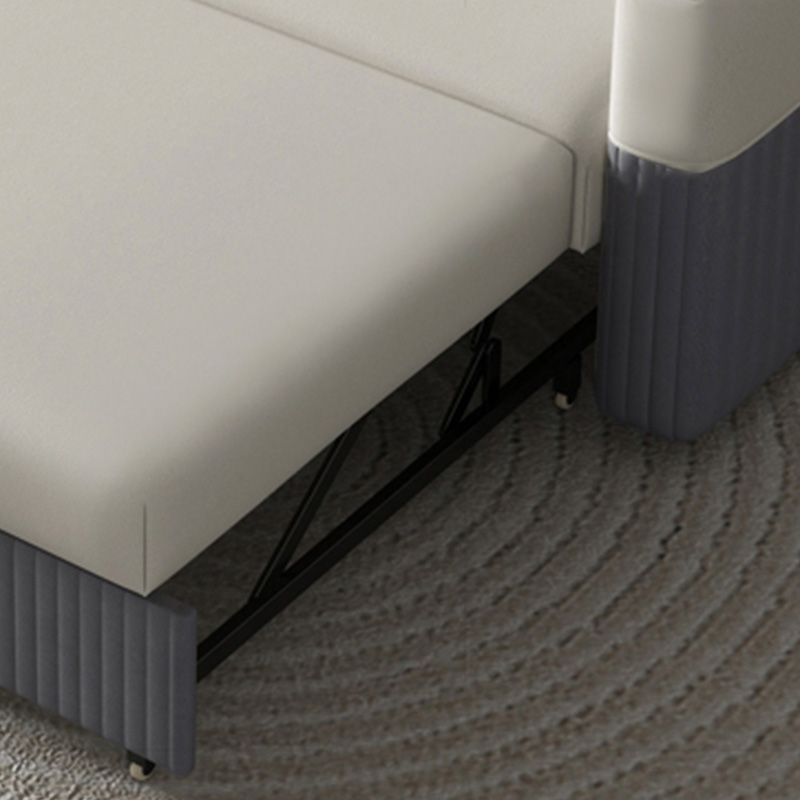 Grijs en wit cabriolet lederen bank vierkante armbekbed met houten frame