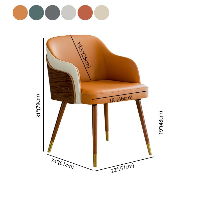 Contemporary Upholstered Arm Dining Chair Leather Solid Back Single Chair for Home Use Clearhalo ' kitchen&dining_furn' 'Dining Chairs' 'Dining Tables & Seating' 'dining_chair' 'furn' 'furn_dining_chair' 'Furniture' 'furniture_dining_chair' 'Kitchen & Dining Furniture' 'kitchen' 1200x1200_b390d4de-a1b7-4584-a94f-edc8a79f3b30