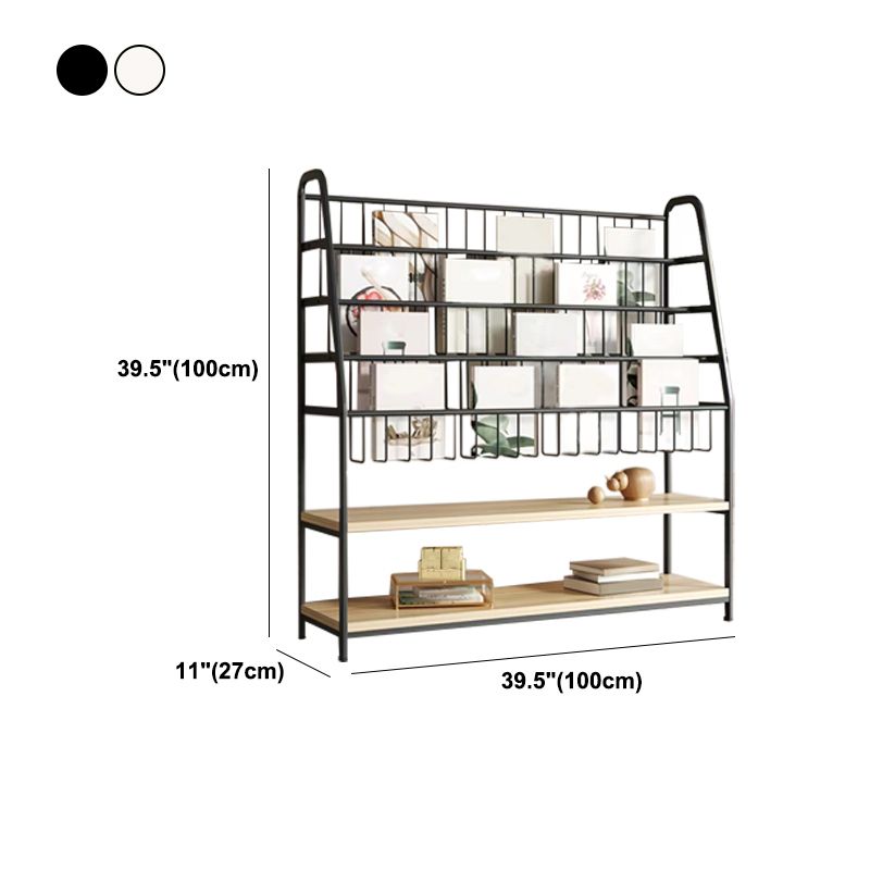 Modern Style Bookcase Metal Open Back Ladder Bookshelf for Home Office