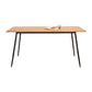 Mesa de comedor rectangular industrial de metal mesa de madera maciza con 4 piernas negras