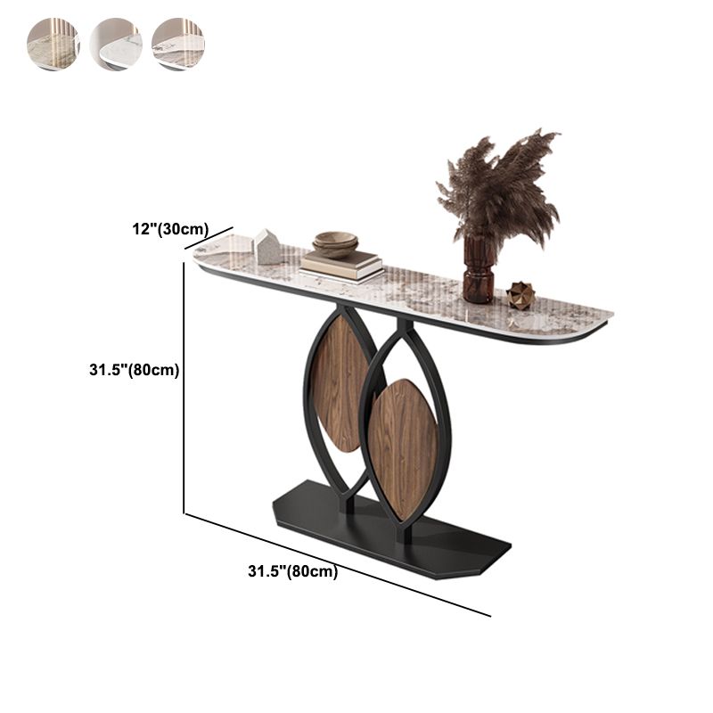 Console mezzaluna contemporanea con top in pietra e base piedistallo