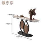 Console mezzaluna contemporanea con top in pietra e base piedistallo