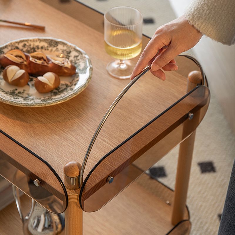 Rectangular Solid Wood End Table with Casters 28.7" Tall 2-Tier Side Table in Brown Clearhalo 'Coffee & Accent Tables' 'End & Side Tables' 'end_side_tables' 'furn' 'furn_end_side_tables' 'Furniture' 'Living Room Furniture' 1200x1200_b3933897-c617-42d3-9623-431149e24a45