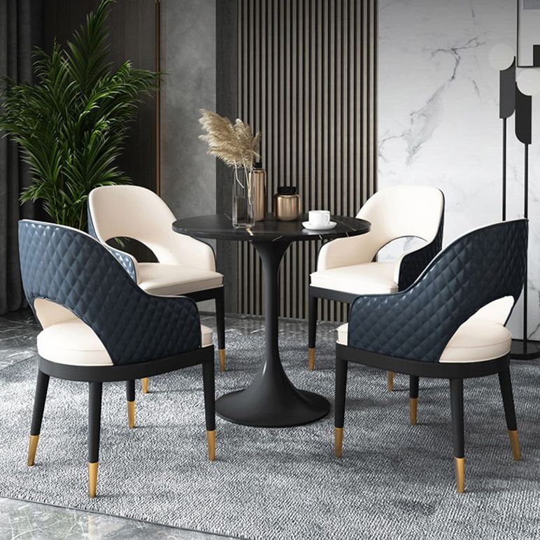 Mesa de comedor de piedra Mesa de comedor contemporánea con base de pedestal de metal