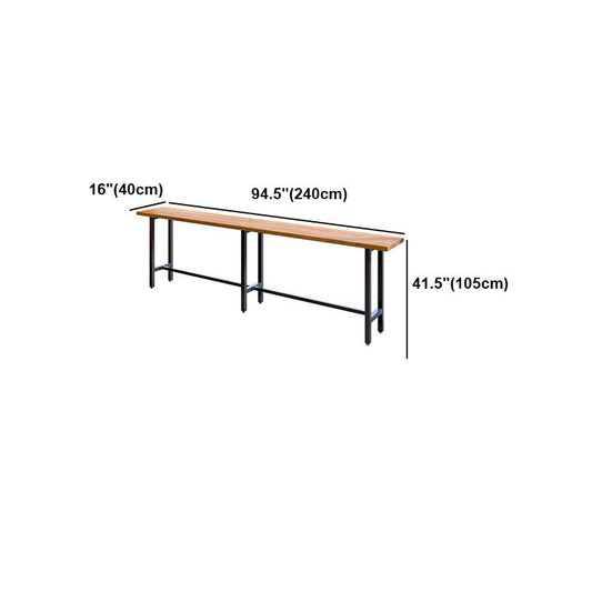 Brown Modern Style Table Solid Wood and Iron with Footrest Coffee Shop Bar Table Clearhalo 'Bar Furniture' 'Bar Tables' 'bar_tables' 'furn' 'furn_bar_tables' 'Furniture' 'furniture_bar_tables' 'Kitchen & Dining Furniture' 1200x1200_b3958a81-388c-4de3-88d0-3ad6e23ab7e3