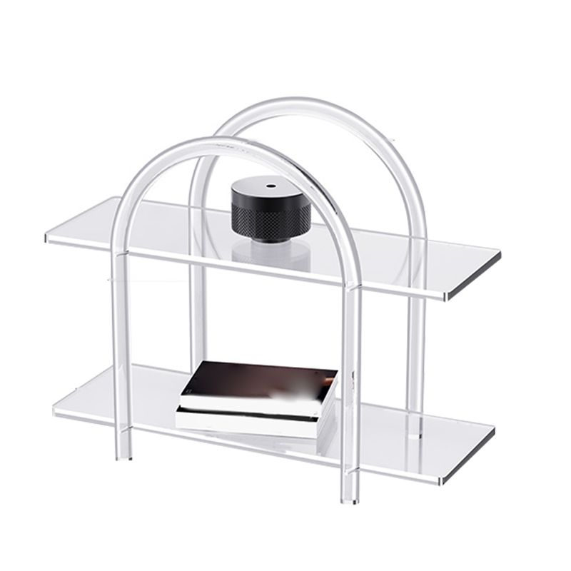 Contemporary Clear Acrylic Sofa Side Accent Table 4 Legs End Table with Storage Shelves Clearhalo 'Coffee & Accent Tables' 'End & Side Tables' 'end_side_tables' 'furn' 'furn_end_side_tables' 'Furniture' 'Living Room Furniture' 1200x1200_b395d0a5-da15-4306-8c9d-368f62ba0f2d