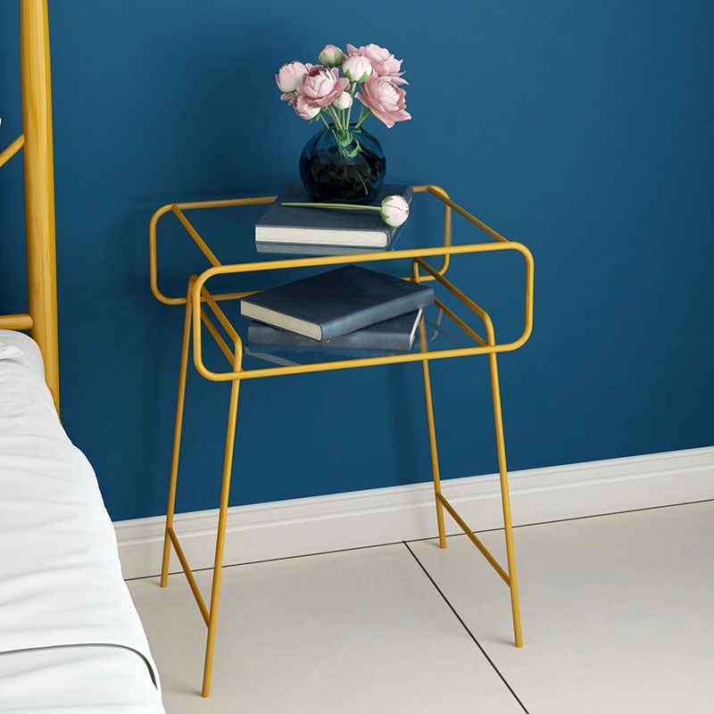 グラム21インチHベッドナイトスタンドガラストップオープンストレージナイトテーブル