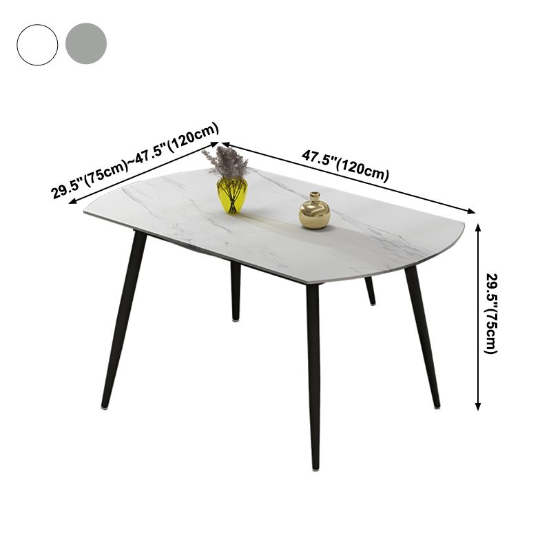 Extendable Round Dining Table Modern Sintered Stone Top Table with Metal 4 Legs Clearhalo ' dining_table' 'Dining Tables & Seating' 'Dining Tables' 'furn' 'furn_dining_table' 'Furniture' 'furniture_dining_table' 'Kitchen & Dining Furniture' 'kitchen&dining_furn' 'kitchen' 'kitchen_dining_table' 1200x1200_b39886b3-301b-47fa-9a6a-096f9877eafd