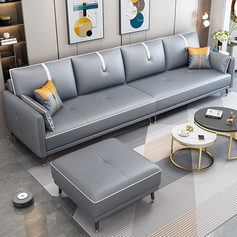 Canapé en cuir fausse 35,43 "High Modern Square ARM SOFA avec 4 oreillers