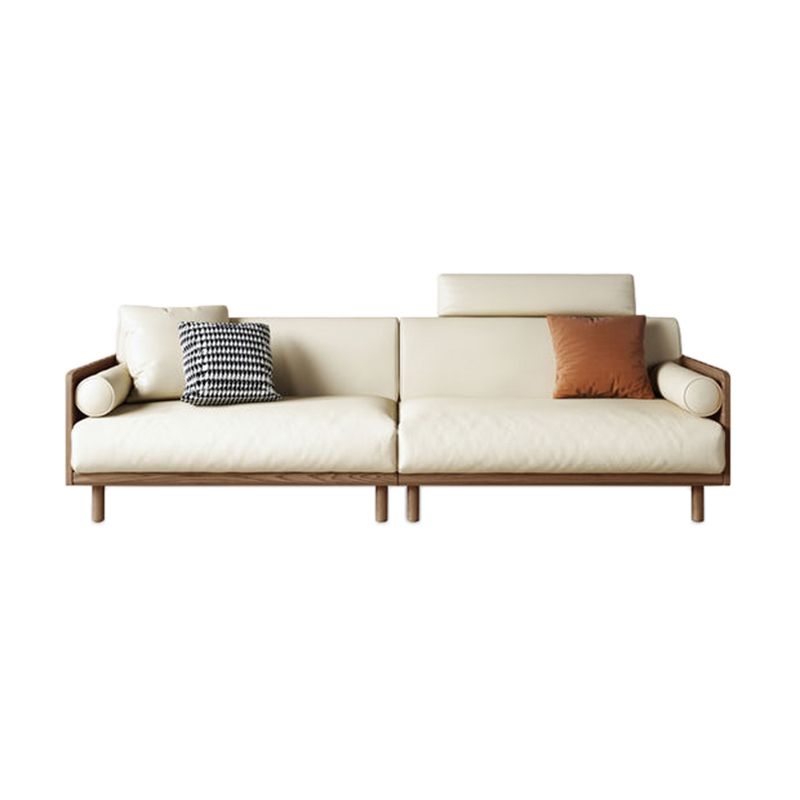 Contemporary Sofa with Loose Back and Pillows in Linen and Solid Wood