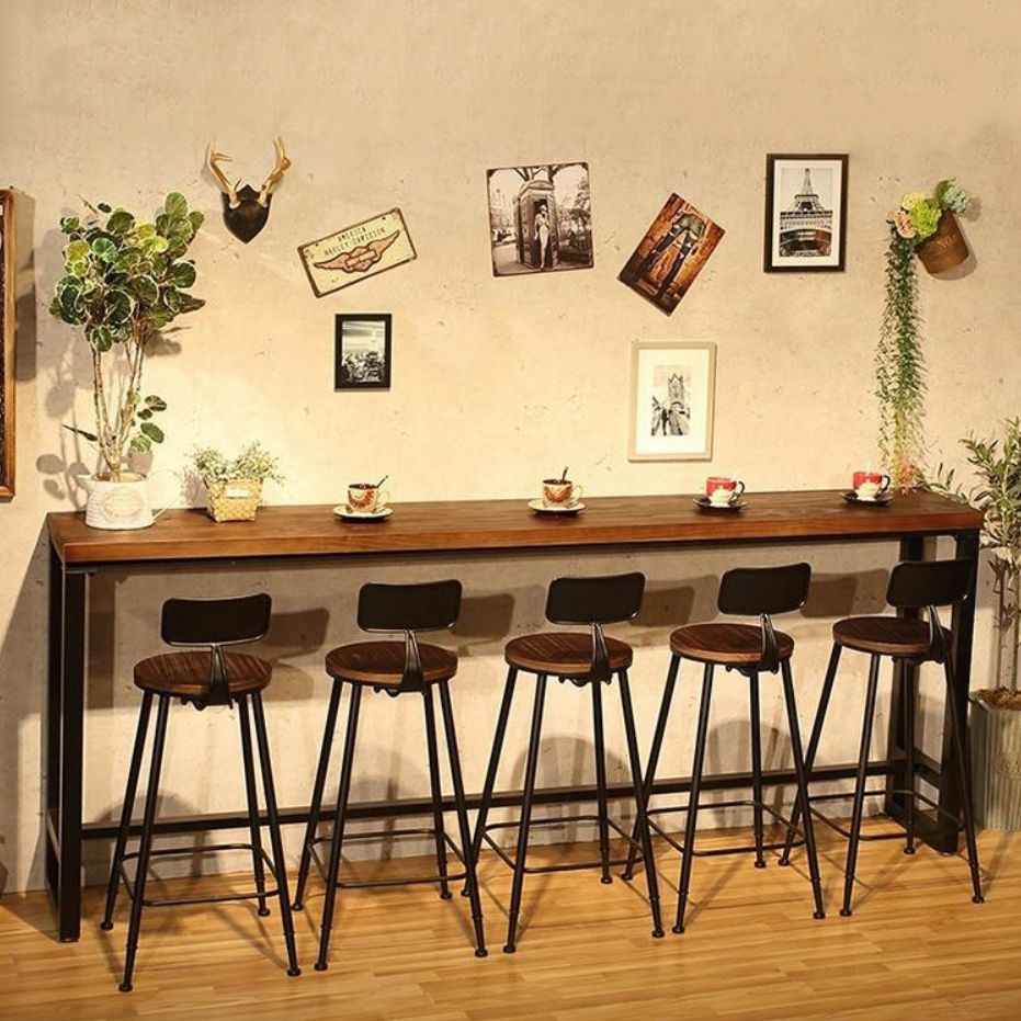Ensemble de Table de Bar industriel 1/6/11 pièces, Table de comptoir rectangulaire en bois de pin avec tabourets hauts