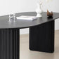 Black Double Pedestal Table Oval Solid Wood Dining Table for Home Kitchen Dinner
