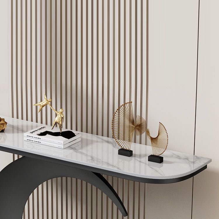 コンテンポラリーコンソールテーブルアンティークフィニッシュハーフムーンコンソールソファテーブル