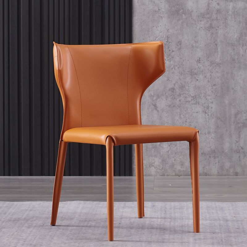 Faux Leather Kitchen Armless Chair Wingback Side Chair in Orange Clearhalo 'Dining Chairs' 'Dining Tables & Seating' 'dining_chair' 'furn' 'furn_dining_chair' 'Furniture' 'Kitchen & Dining Furniture' 1200x1200_b39eb6c6-190c-4a1f-a96d-ea47d20f4399