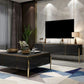Moderner Glam -TV -Stand, geschlossene Speicher -TV -Konsole in Schwarz/ Gold