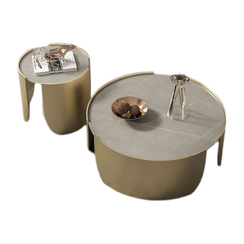 Slate Top Coffee Cocktail Table Tray Top Round Abstract Coffee or End Table