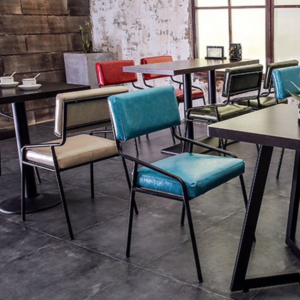 Leather Industrial Brasserie Arm Chair Matte Finish Open Back Dining Chair (Set of 4) Clearhalo ' kitchen&dining_furn' 'Dining Chairs' 'Dining Tables & Seating' 'dining_chair' 'furn' 'furn_dining_chair' 'Furniture' 'furniture_dining_chair' 'Kitchen & Dining Furniture' 'kitchen' 1200x1200_b3a7791e-1528-49c4-891e-404919f573db