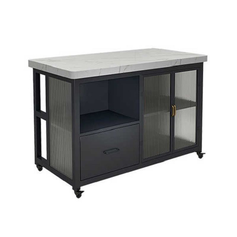 Table de préparation en marbre avec table de rangement Rectangle Island pour cuisine