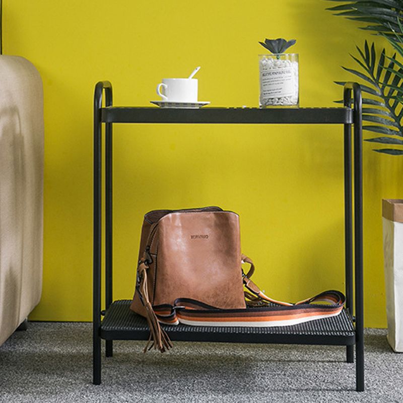 4 Beine rechteckige Seiten Tabelle 19,68 Zoll breiter Endtisch mit 2 Regalen