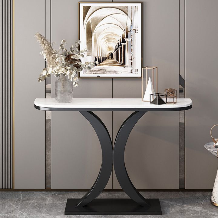 Tavolo di divano console di ferro glam a mezza luna console in marmo tavolo per la sala