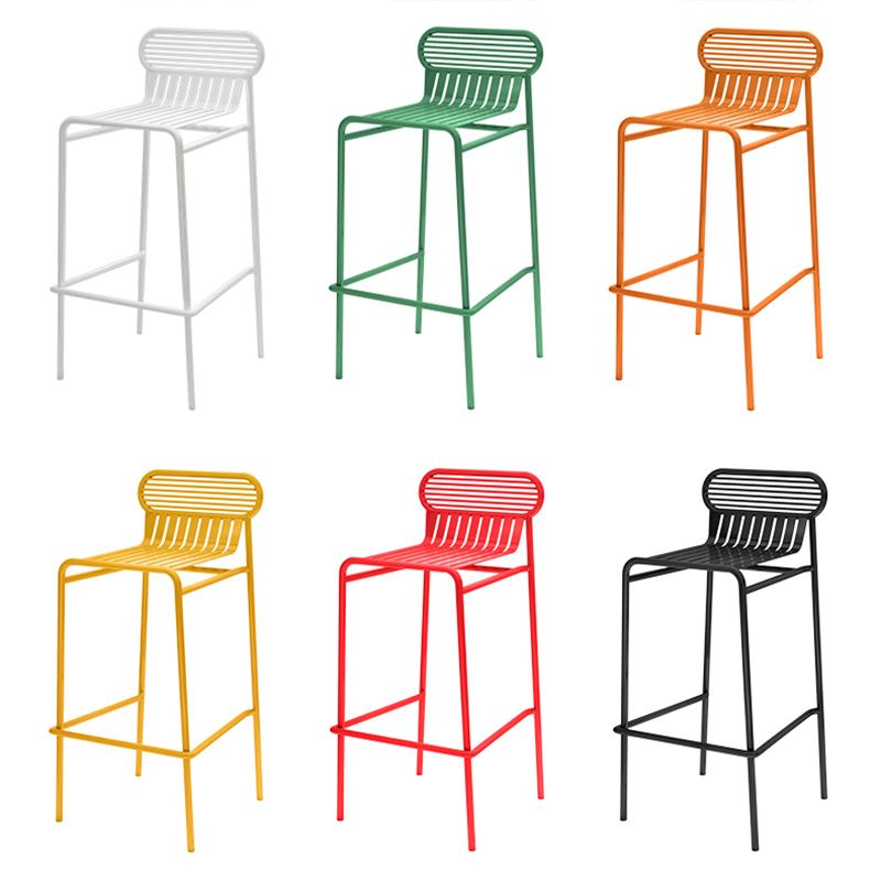 Modern Outdoor Counter Stool Rectangle Iron Footrest Counter Bar Stool Clearhalo 'Bar Furniture' 'Bar Stools' 'bar_stools' 'furn' 'furn_bar_stools' 'Furniture' 'Kitchen & Dining Furniture' 1200x1200_b3b04110-e603-4869-a4e7-288c3ab6e3bf