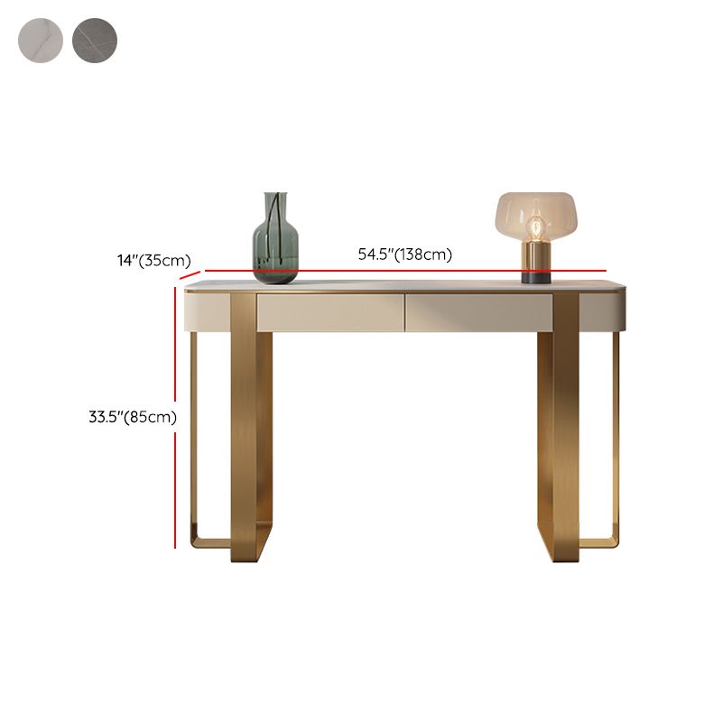Stone Half Moon Console Table 1-shelf 33.46" Tall Accent Table