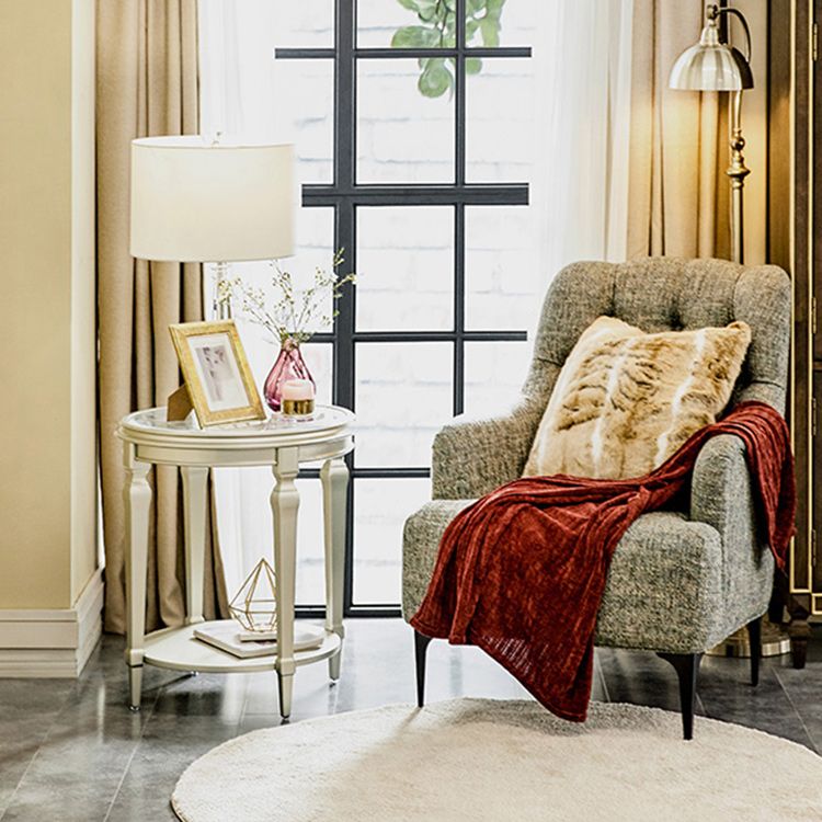 Modernistic Round Double Tier End Table Solid Wood 4 Legs End Table Clearhalo 'Coffee & Accent Tables' 'End & Side Tables' 'end_side_tables' 'furn' 'furn_end_side_tables' 'Furniture' 'Living Room Furniture' 1200x1200_b3b1675b-cf84-415d-80ac-8a438fe95663