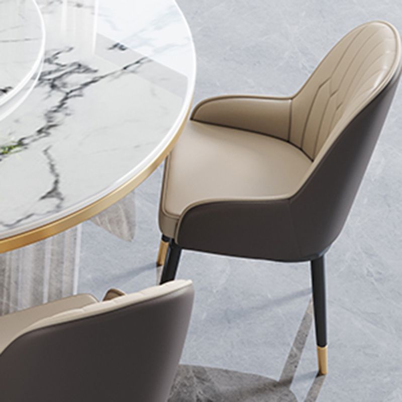 Modern Dining Set 1/5/7 Pcs Round Marble Dining Table and Upholstered Chairs Clearhalo 'Dining Room Sets' 'Dining Tables & Seating' 'dining_room_set' 'furn' 'furn_dining_room_set' 'Furniture' 'Kitchen & Dining Furniture' 1200x1200_b3b718d1-4c78-4a5e-bcf2-5e56b2927f60