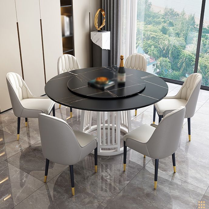 Modern 1/2/7 Pieces Dining Set Round Sintered Stone Dining Table for Dining Room Clearhalo 'Dining Room Sets' 'Dining Tables & Seating' 'dining_room_set' 'furn' 'furn_dining_room_set' 'Furniture' 'furniture_dining_room_set' 'Kitchen & Dining Furniture' 'kitchen&dining_furn' 'kitchen' 1200x1200_b3b79c51-a425-4697-bcc4-c60367fe2a37
