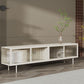 Industrial Glass and Metal TV Media Stand 4 Doors TV Stand Console Clearhalo 'furn' 'furn_tv_stands_entertainment_centers' 'Furniture' 'Living Room Furniture' 'TV Stands & Entertainment Centers' 'TV Stands & Media Storage Furniture' 'tv_stands_entertainment_centers' 1200x1200_b3b88565-759a-4445-b66e-c5534df98bfe