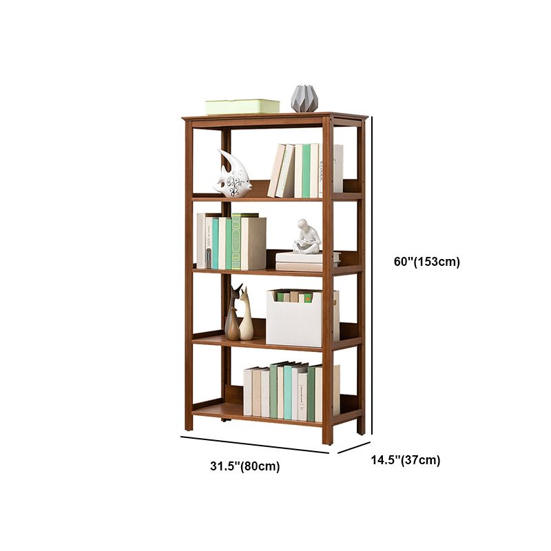 Modern Brown Vertical Book Shelf Bamboo Etagere Open Plank voor thuis