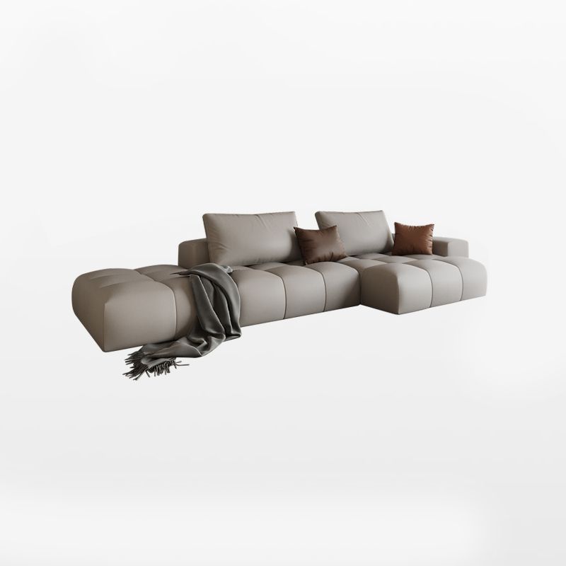 American Traditional Faux Leather Cushions Sofa 37.4"High Square Arm Sofa,White Clearhalo 'furn' 'furn_sectionals' 'Furniture' 'furniture_sectionals' 'kitchen' 'kitchen_sectionals' 'Living Room Furniture' 'Sectionals' 1200x1200_b3b8a7dc-4560-493b-8743-6b82b2118528