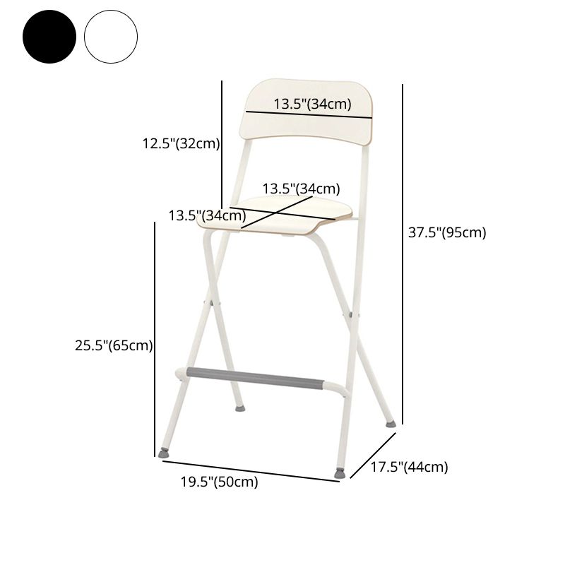 Scandinavian Folding Iron Counter Stools Low Back Bar Stools with Footrest Clearhalo 'Bar Furniture' 'Bar Stools' 'bar_stools' 'furn' 'furn_bar_stools' 'Furniture' 'Kitchen & Dining Furniture' 1200x1200_b3b8d5cc-71b8-4109-8909-e78f8b3098be