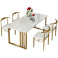 Glam Stone Dining Table Rectangle Iron Table with Double Pedestal Table